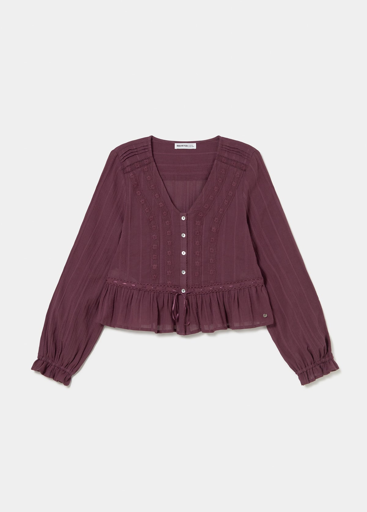 Blusa manga larga volantes