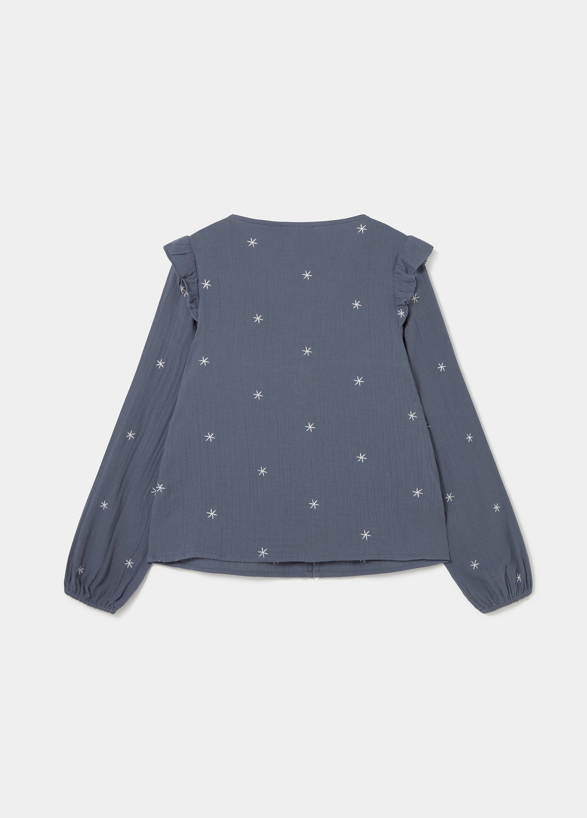 Blusa manga larga dobby escote pico