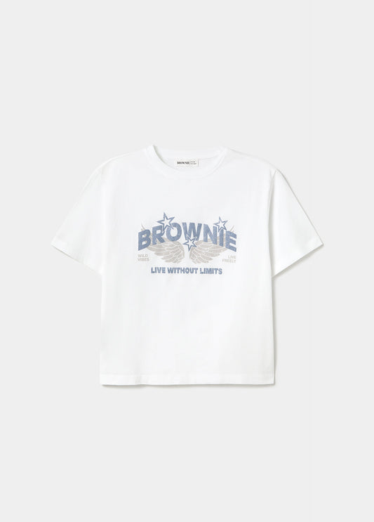Camiseta print glitter alas