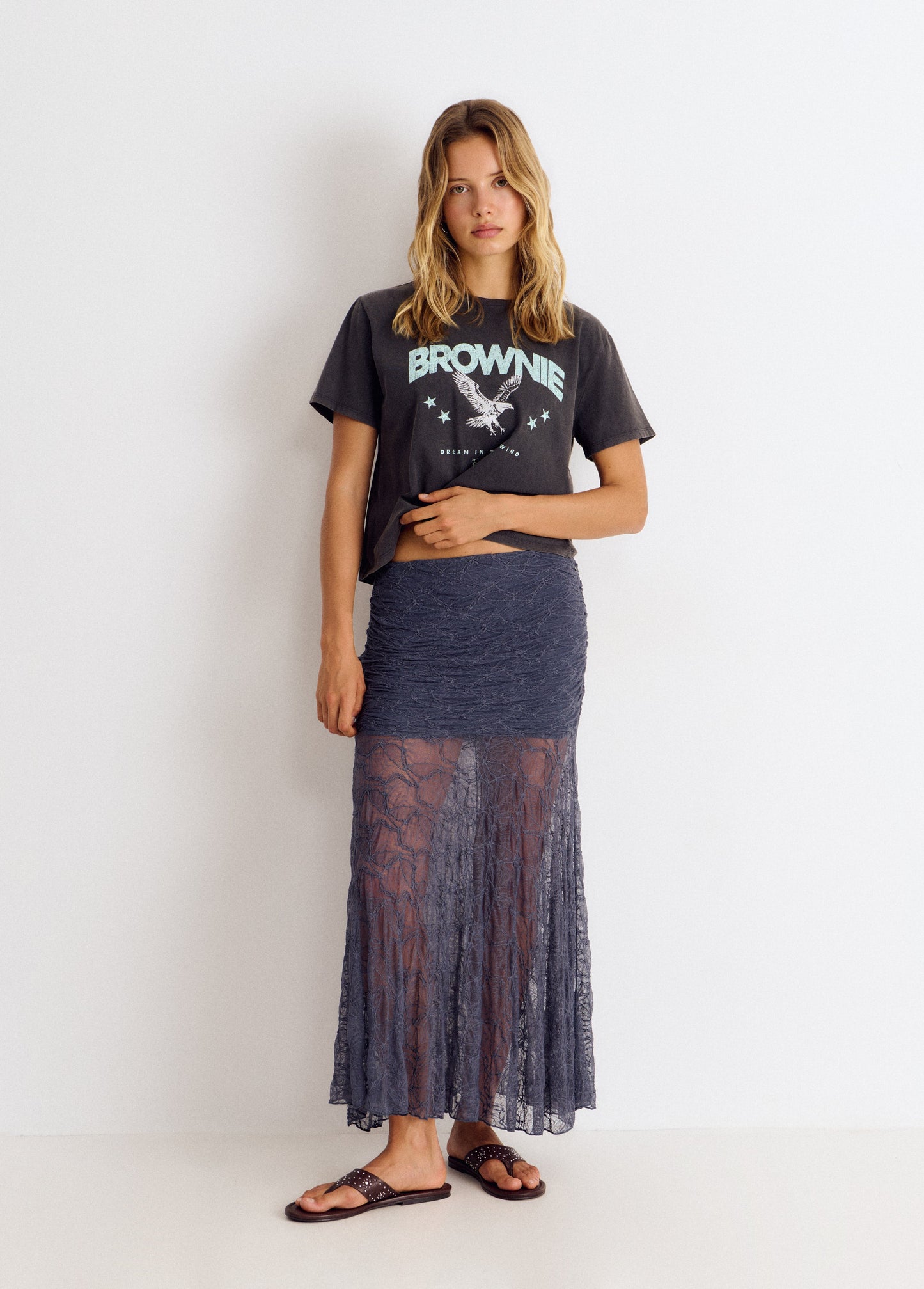Falda drapeada lace