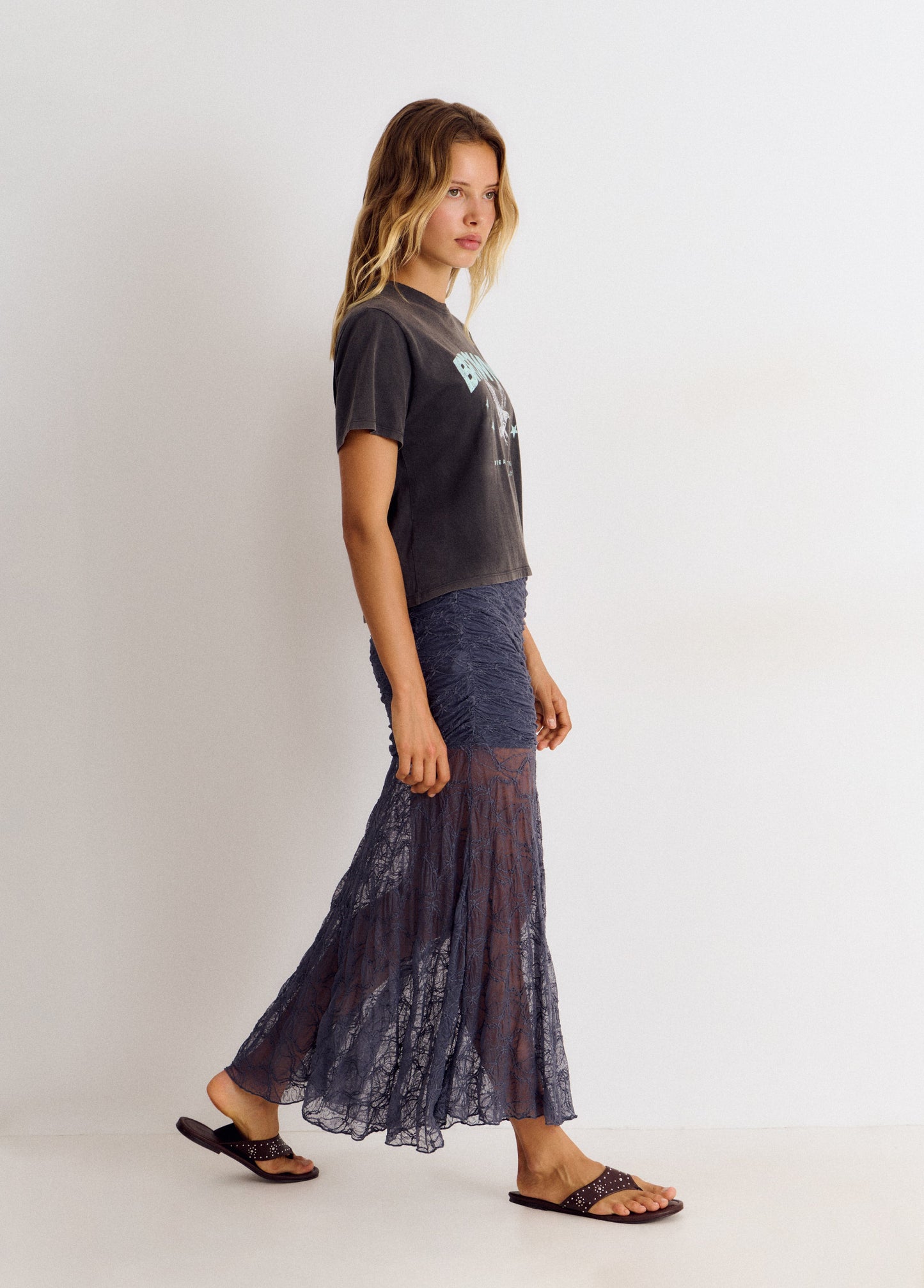 Falda drapeada lace