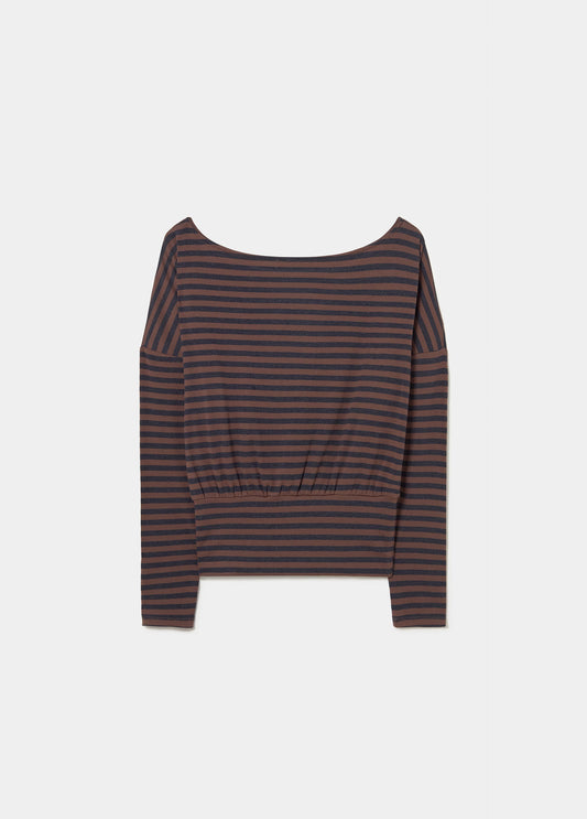 Camiseta raya tejida entallada cintura