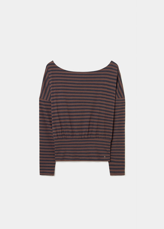 Camiseta raya tejida entallada cintura