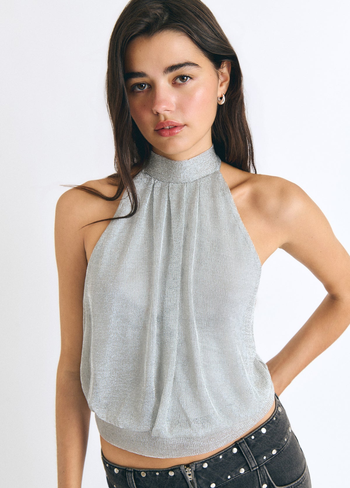Top halter metálico