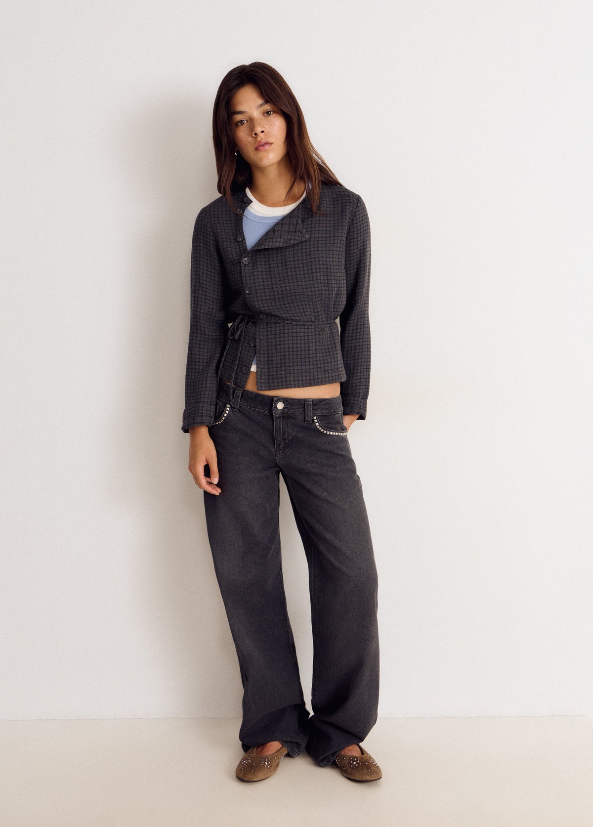 Blusa cuadros detalle botones