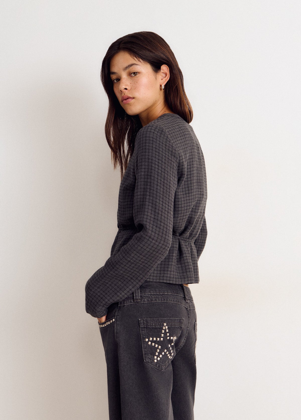 Blusa cuadros detalle botones