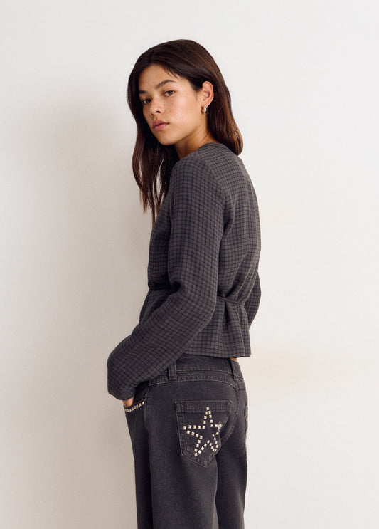 Blusa cuadros detalle botones