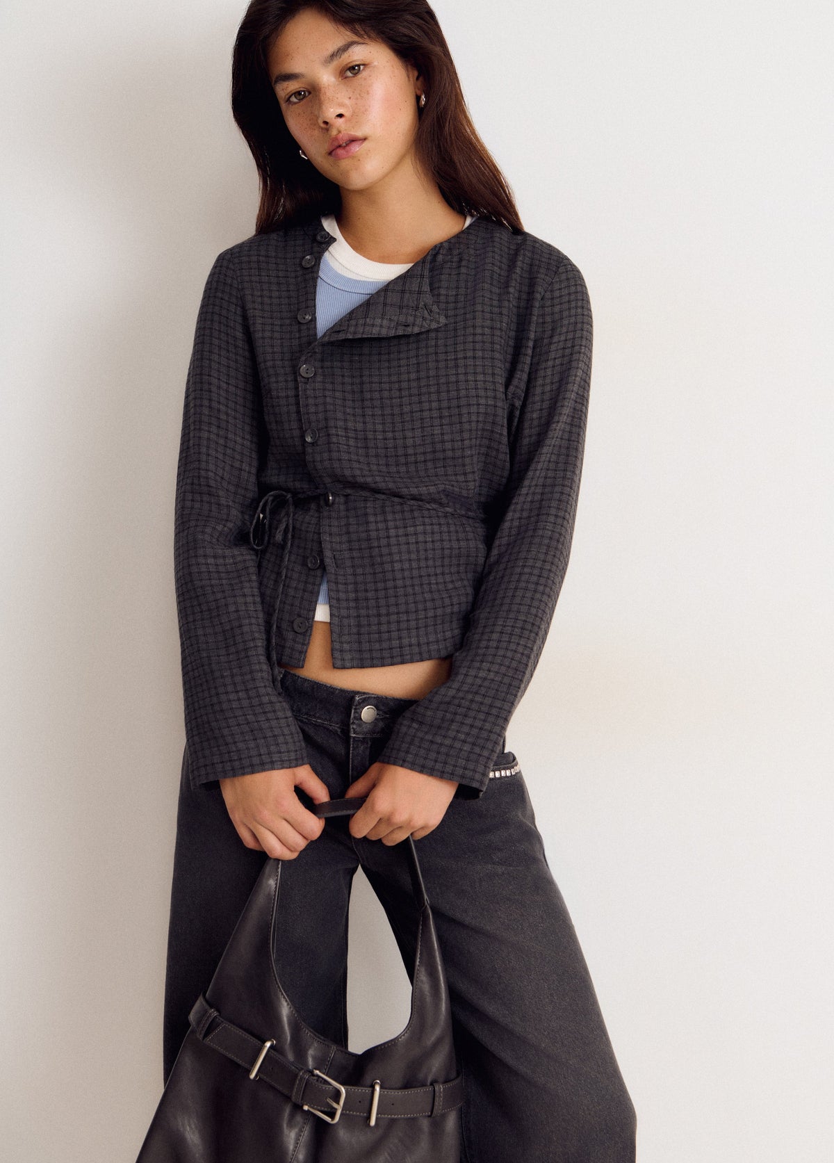 Blusa cuadros detalle botones
