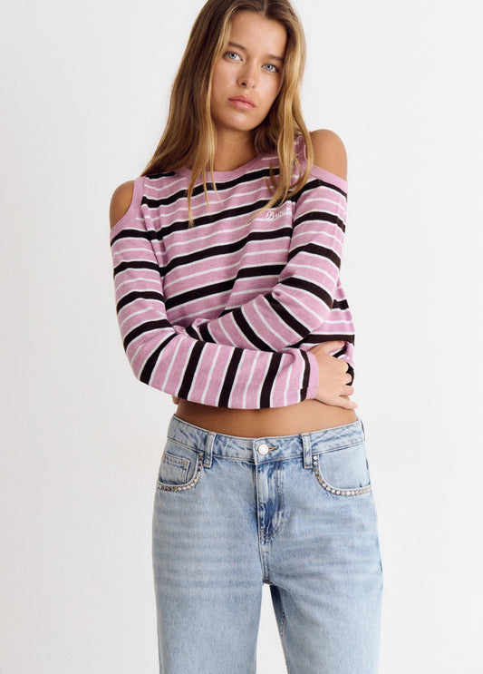 Jersey hombros descubiertos rayas