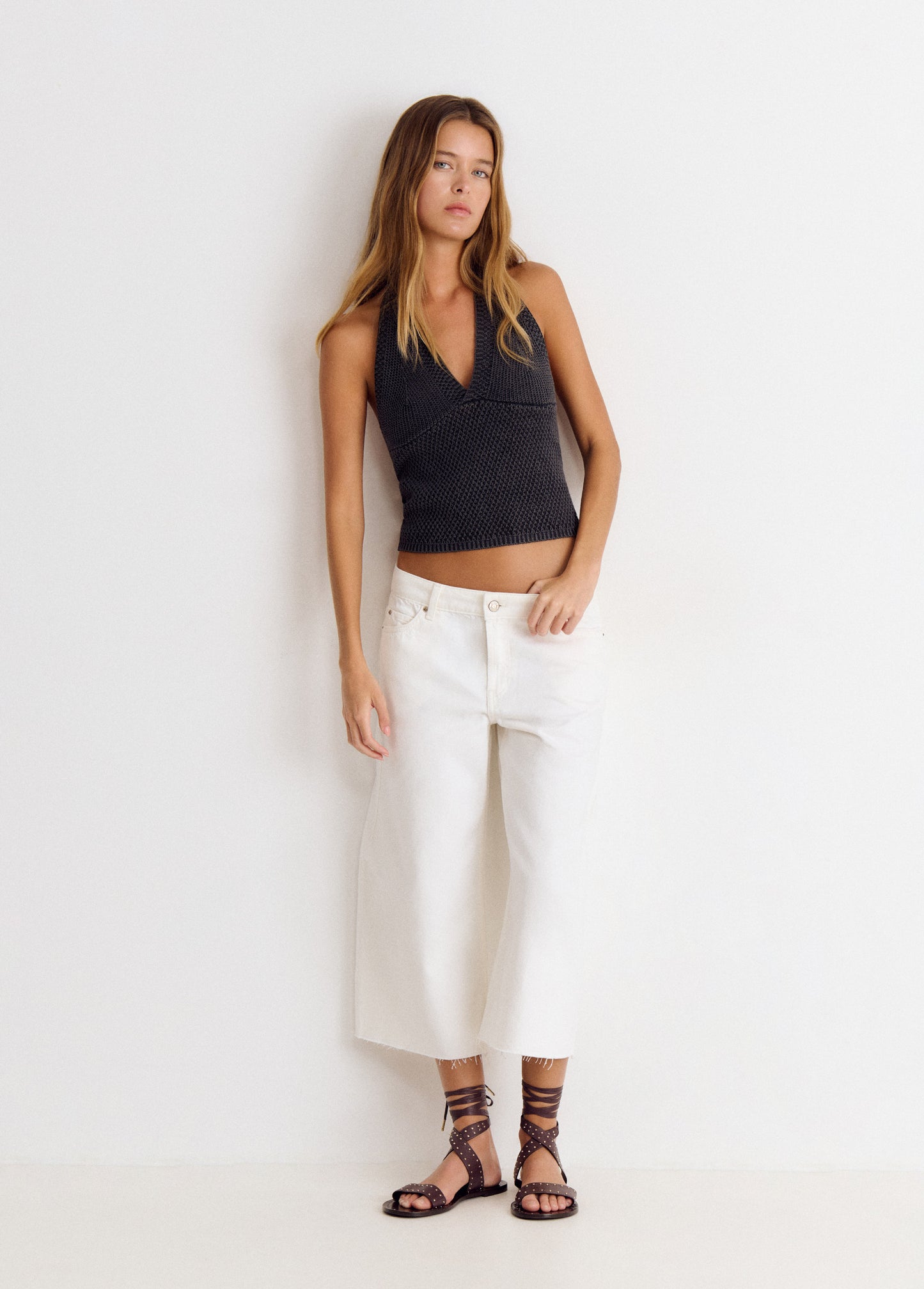 Pantalon culotte cropped