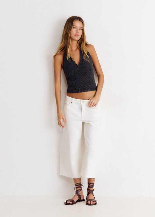 Pantalon culotte cropped
