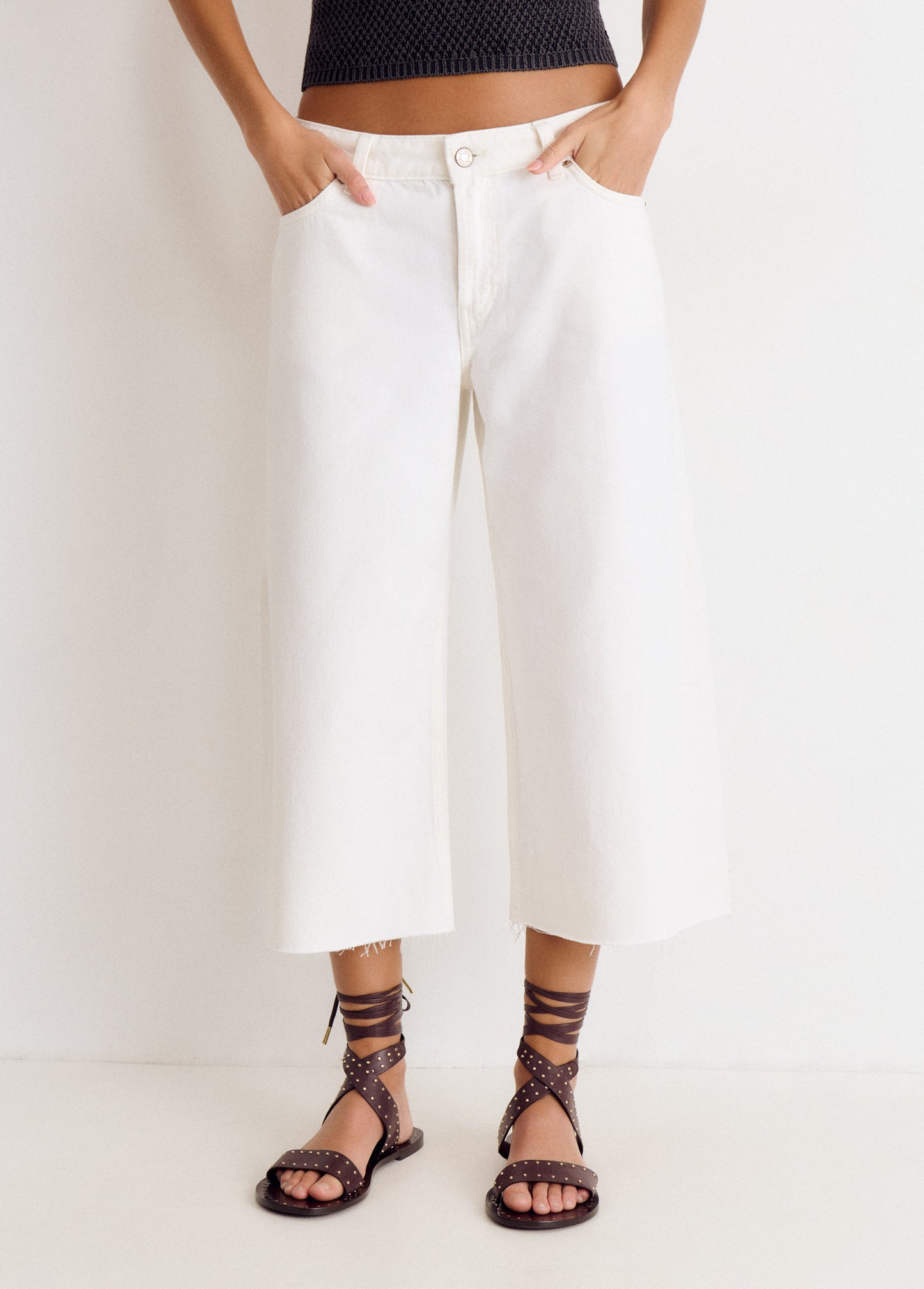 Pantalon culotte cropped