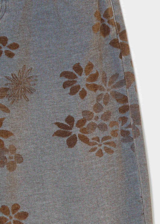 Jeans jacquard flores