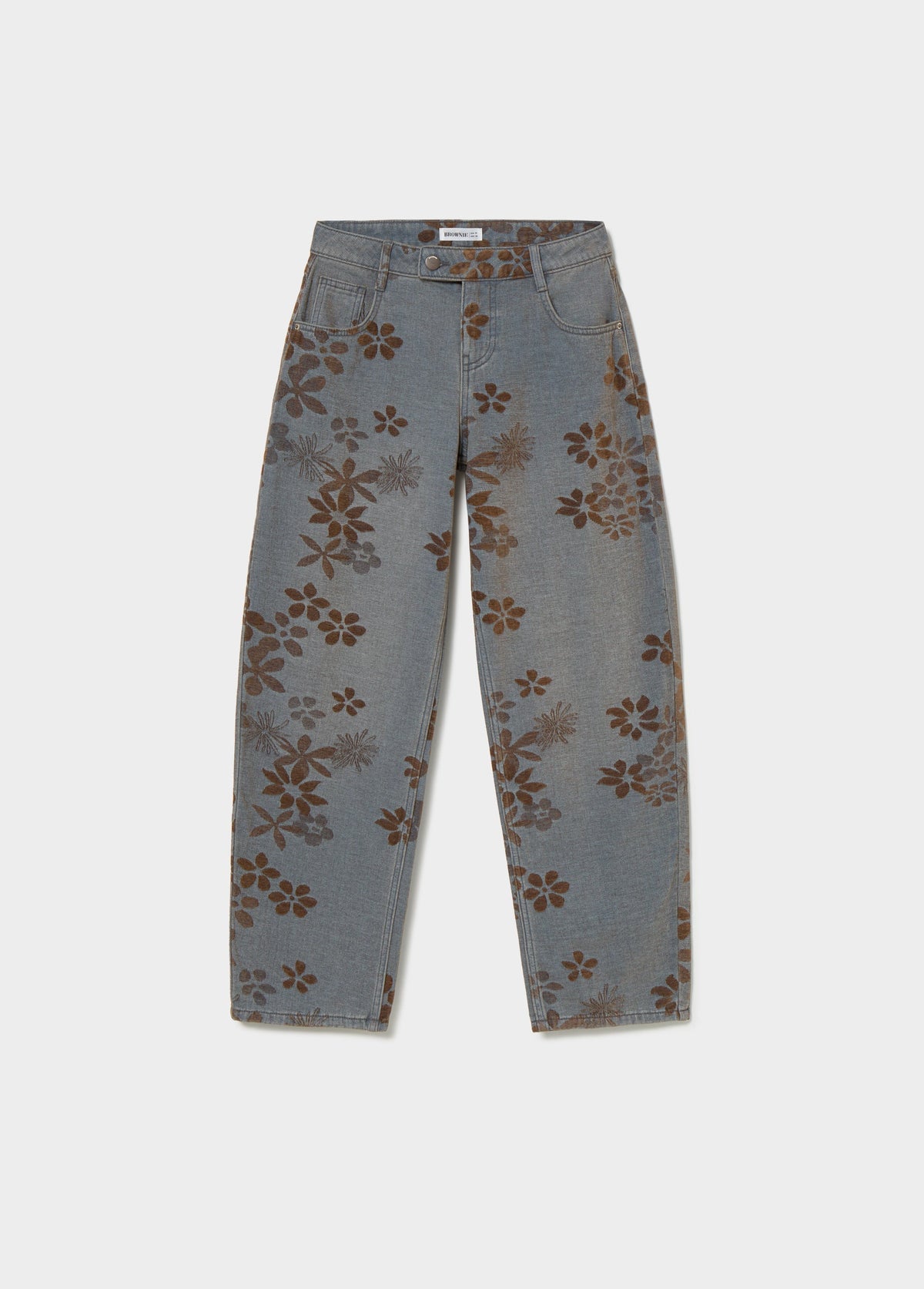 Jeans jacquard flores