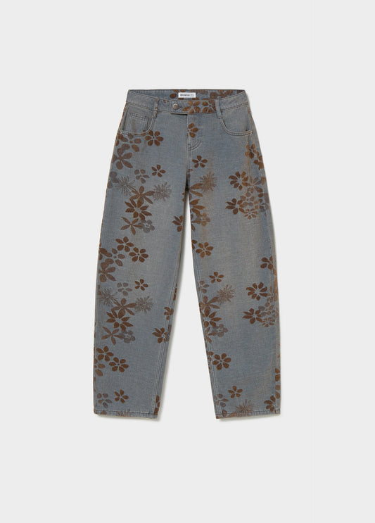 Jeans jacquard flores