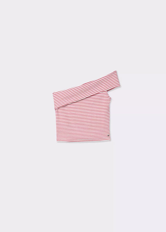 Top asimétrico raya tejida