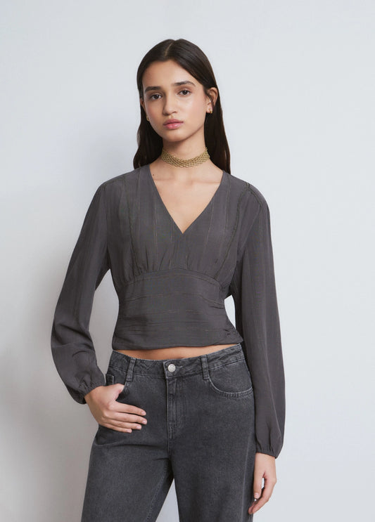 Blusa detalle volantes lace