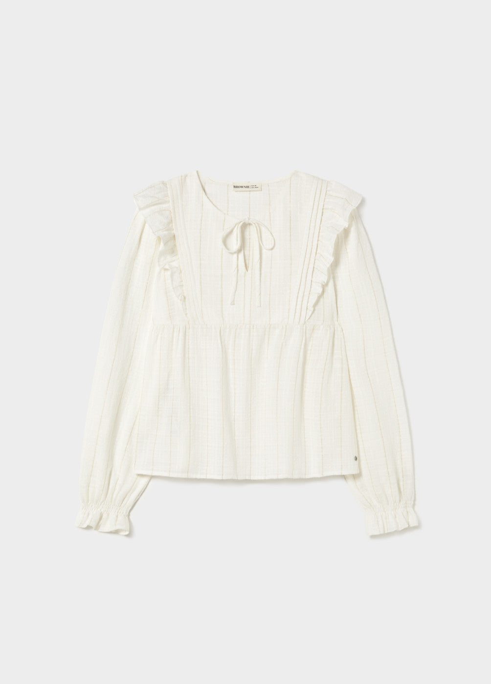 Blusa detalle volantes raya lurex