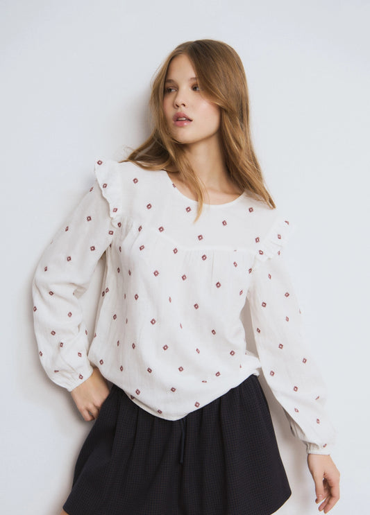 Blusa dobletela bordados