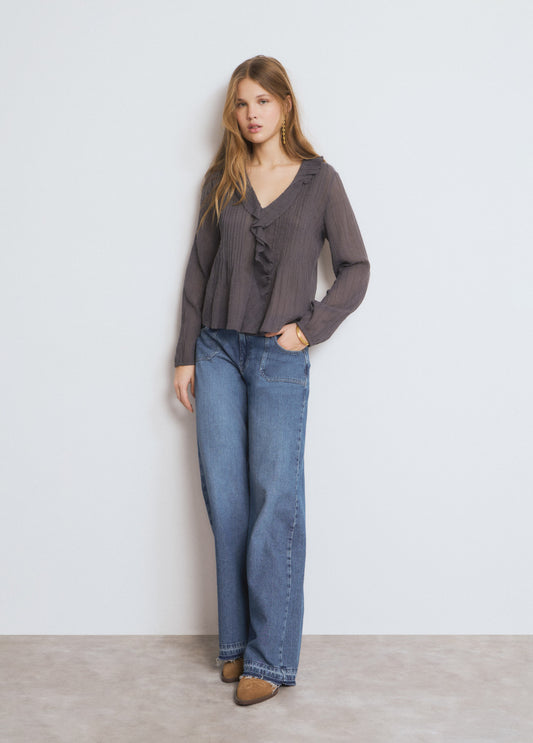 Blusa ml cuerpo smock tejido lurex