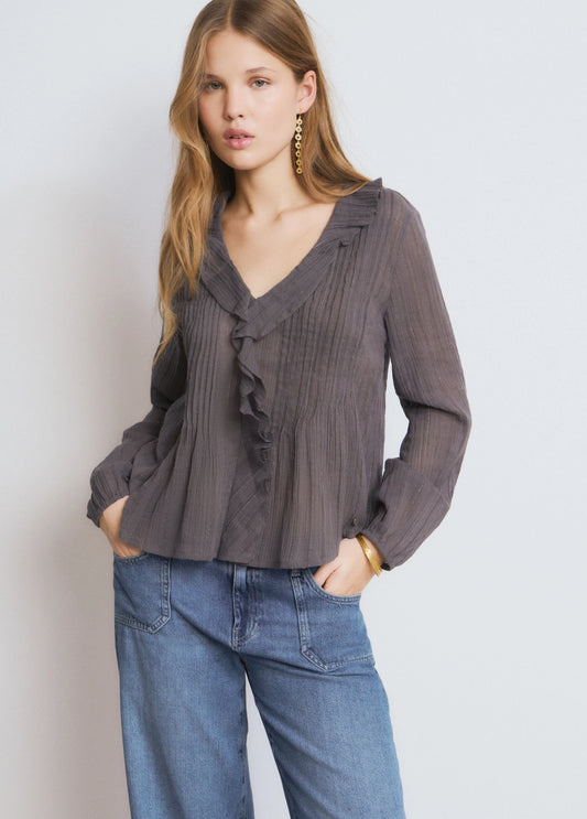 Blusa ml cuerpo smock tejido lurex