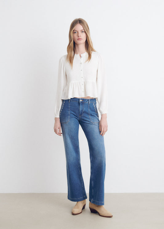 Blusa smock botones