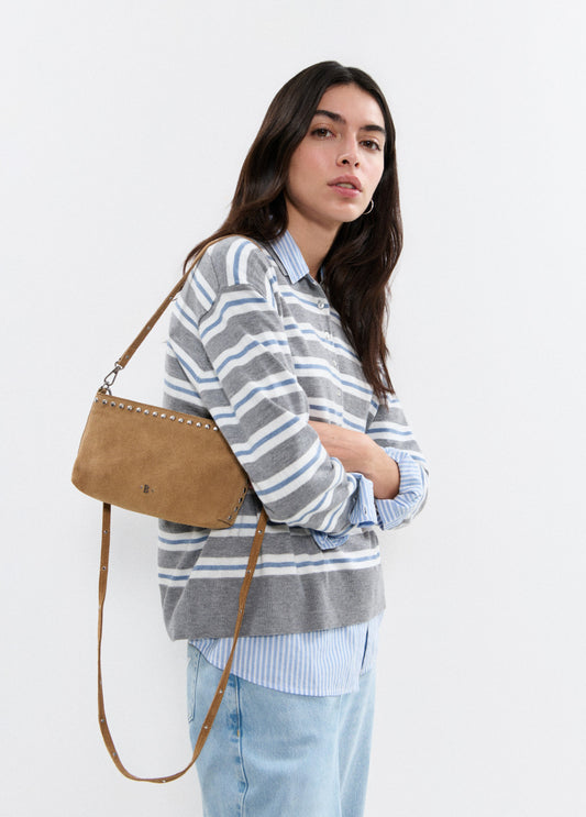 Bolso baguette tachas piel