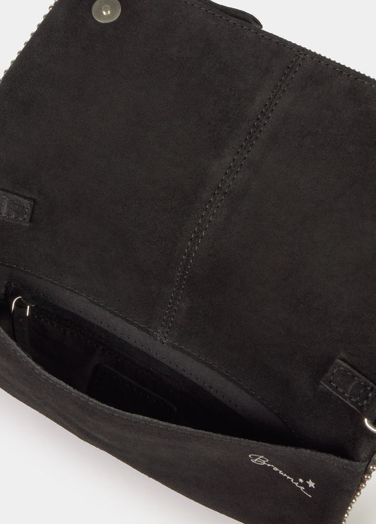 Bolso solapa bolitas serraje