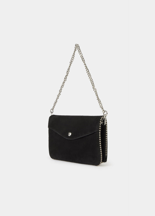 Bolso solapa bolitas serraje