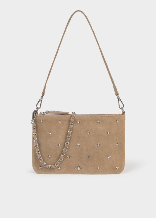 Bolso solapa cuero taupe