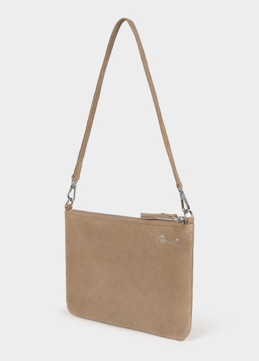 Bolso solapa cuero taupe