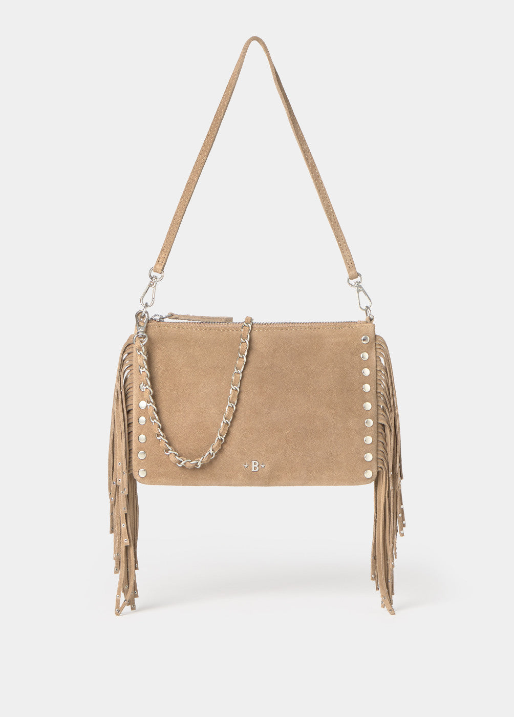 Bolso solapa flecos cuero