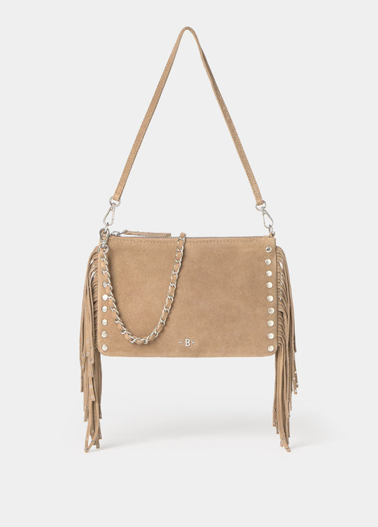 Bolso solapa flecos cuero
