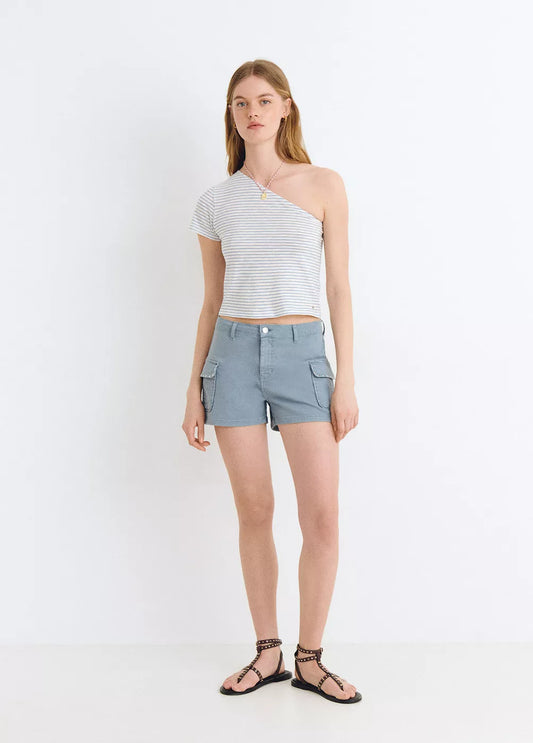 Camiseta asimétrica raya tejida