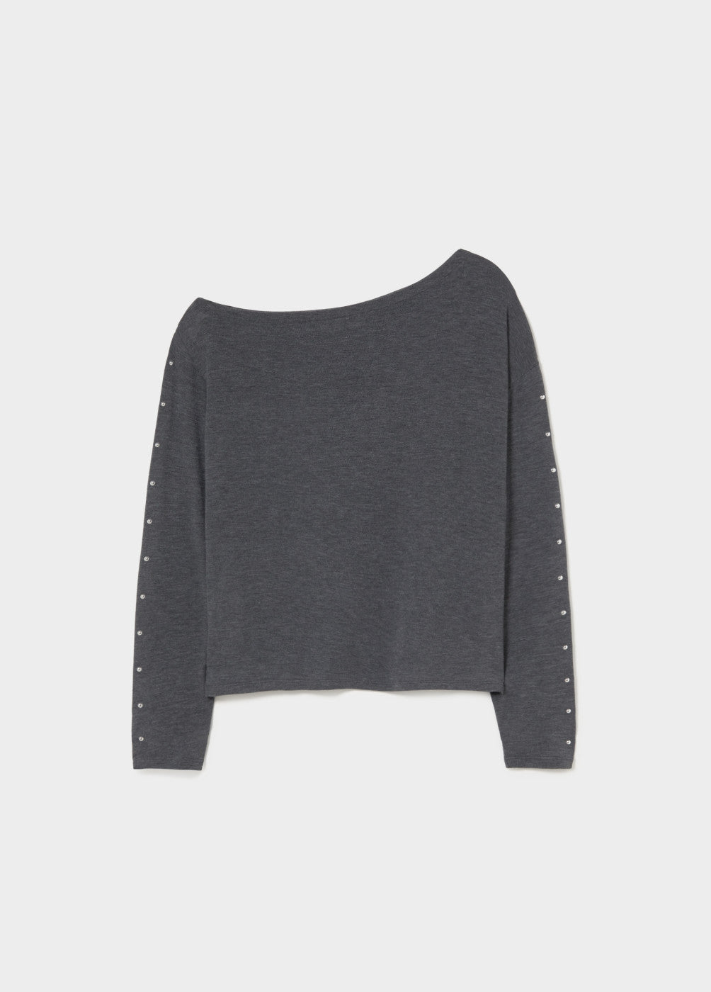 Camiseta asimétrica tachas gris oscuro