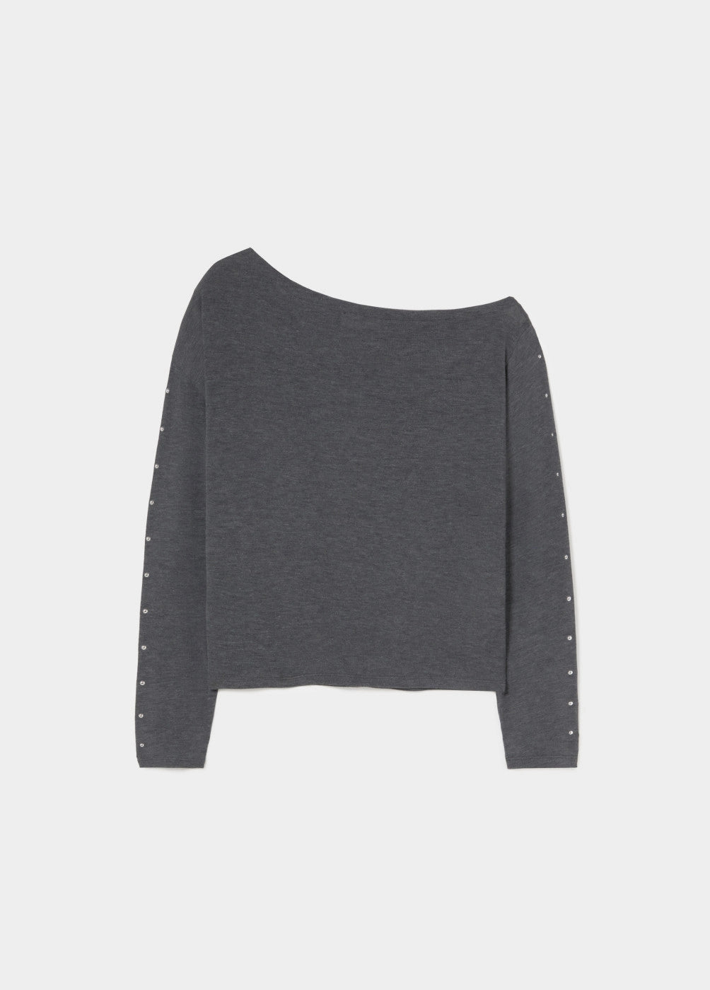 Camiseta asimétrica tachas gris oscuro