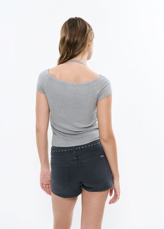 Camiseta doble rib halter