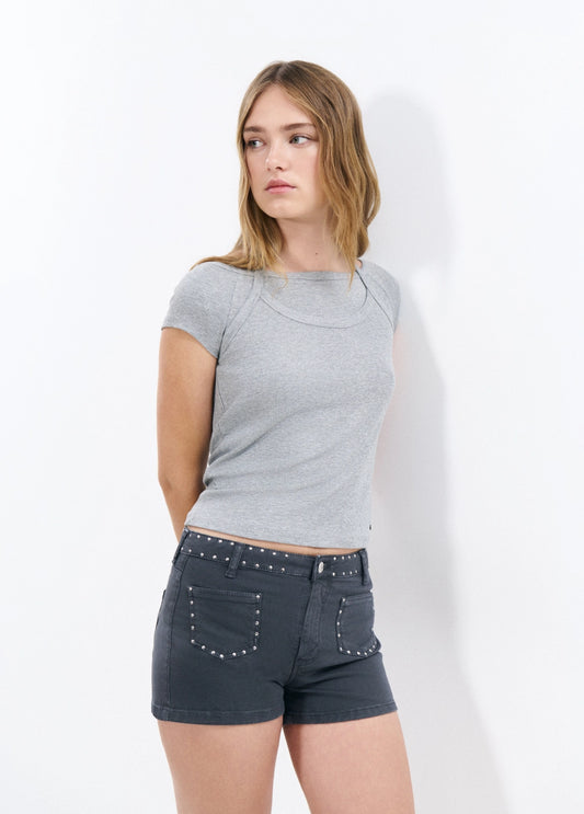 Camiseta doble rib halter