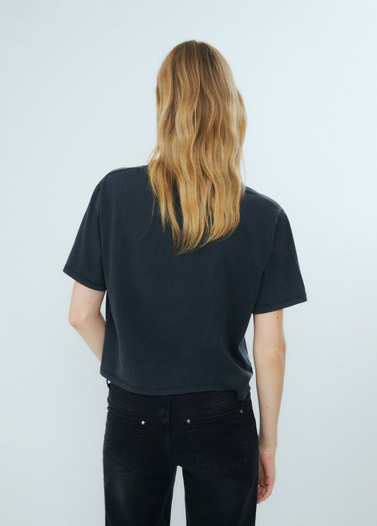 Camiseta print motera glitter