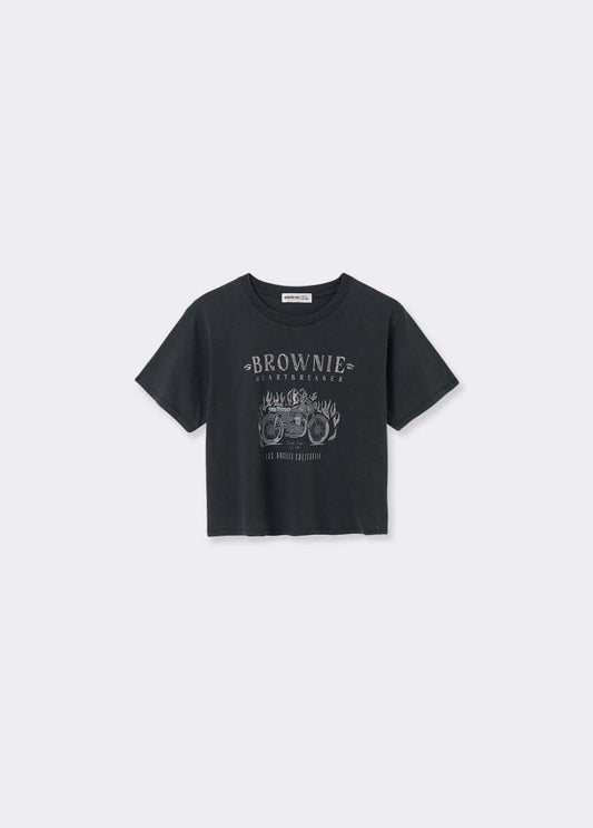 Camiseta print motera glitter