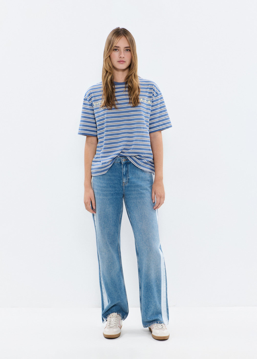 Camiseta raya tejida con print