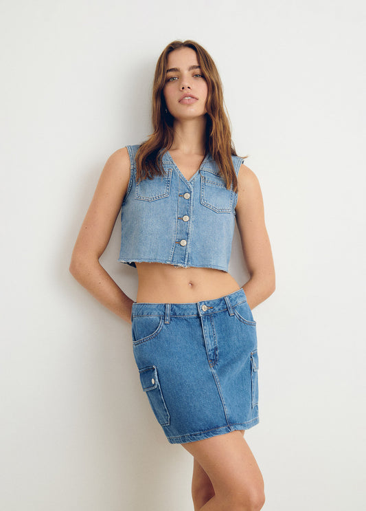 Chaleco jeans cropped