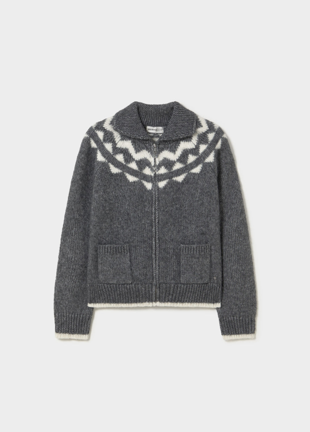 Chaqueta jacquard cremallera gris