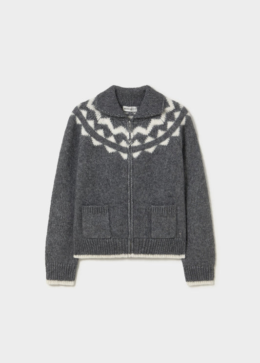 Chaqueta jacquard cremallera gris
