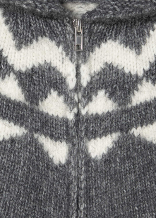 Chaqueta jacquard cremallera gris