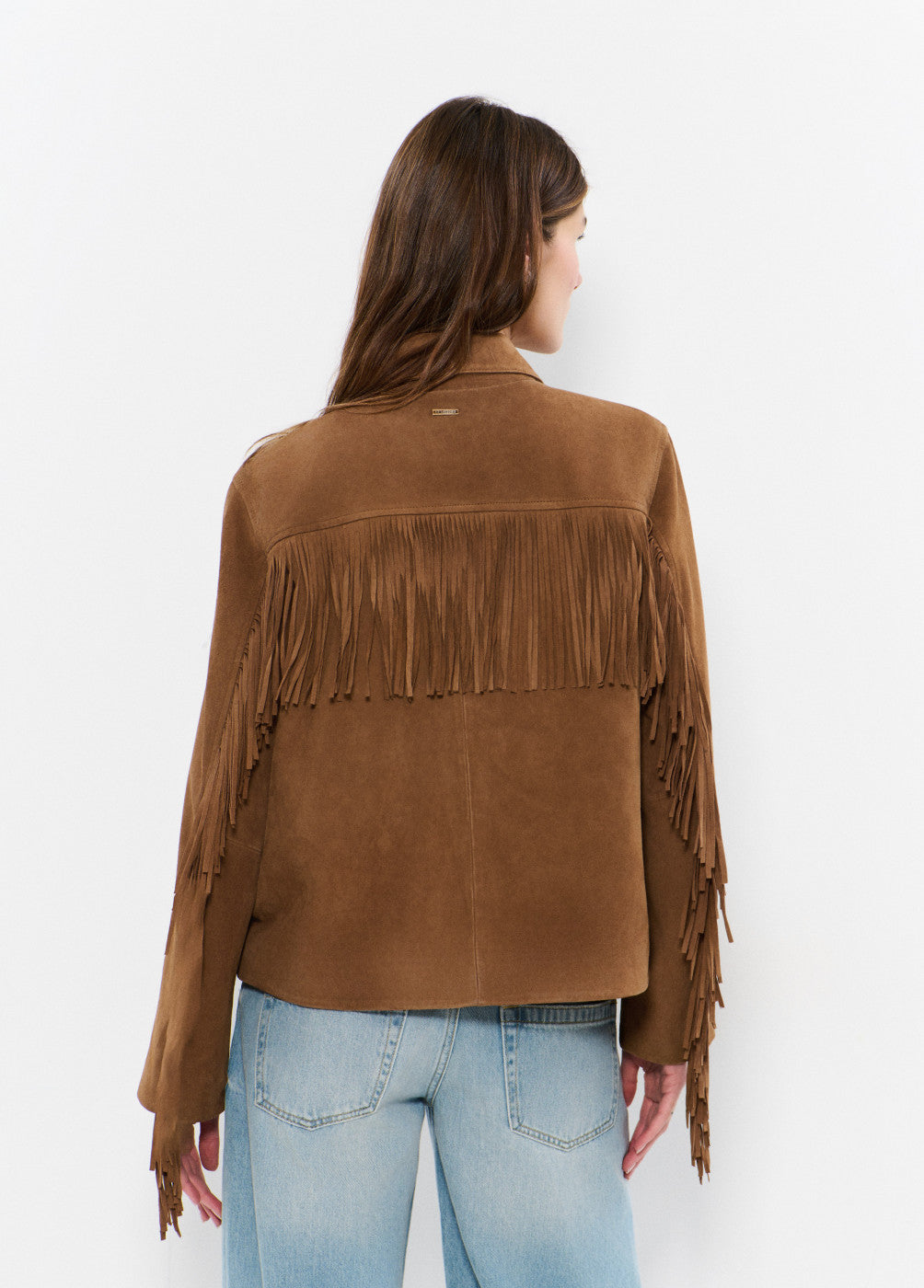 Chaqueta piel suede flecos
