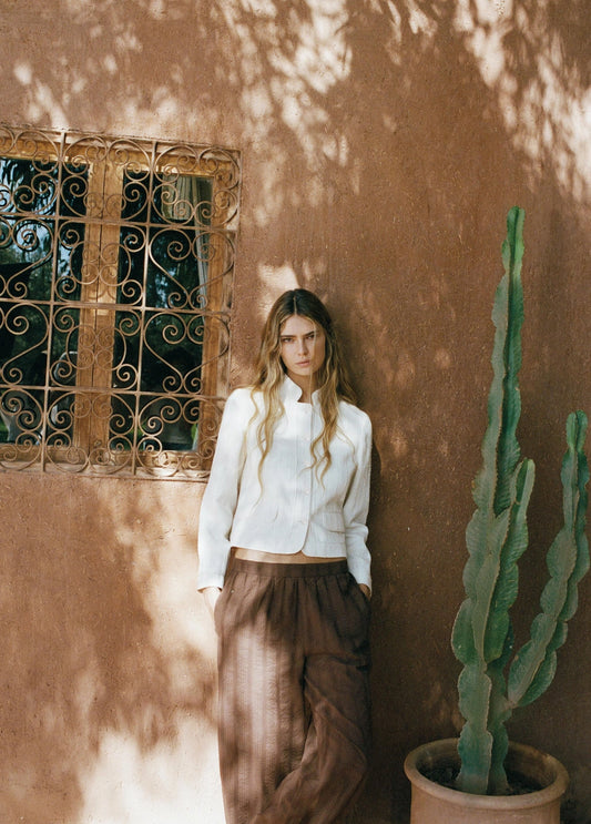 Chaqueta tejido textura y vivos