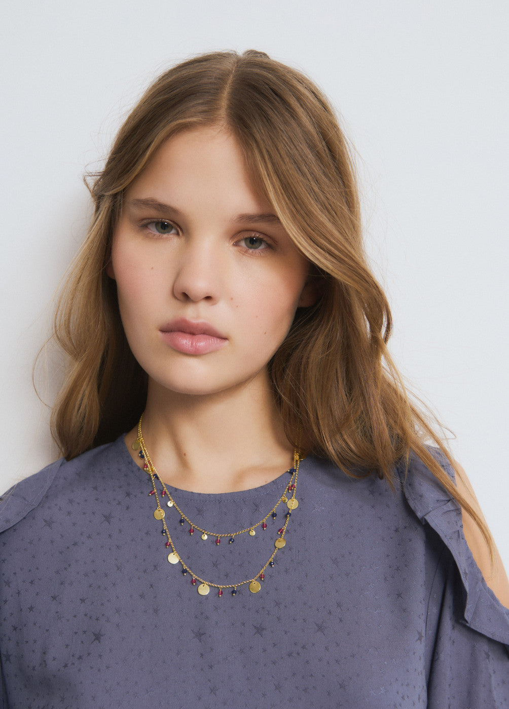 Collar doble chapas y piedras