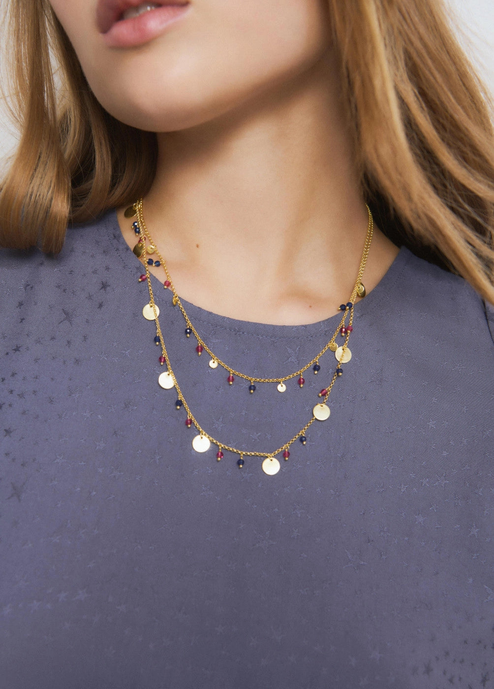 Collar doble chapas y piedras