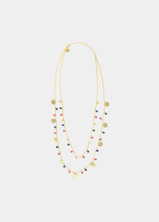 Collar doble chapas y piedras